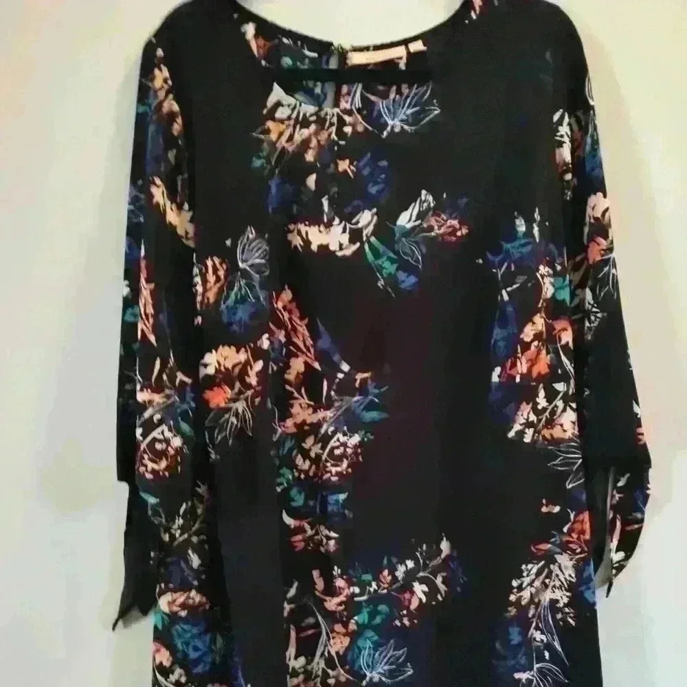 Evri 1x black floral dress